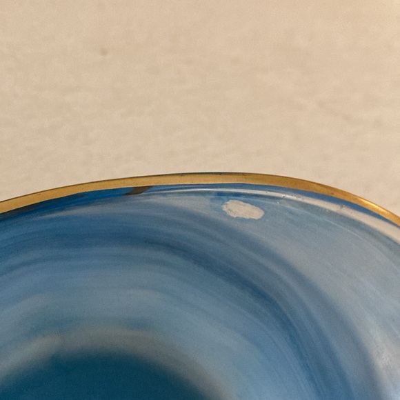 Vintage Blue and Gold Glass Creamer and Sugar Set - Picture 10 of 13